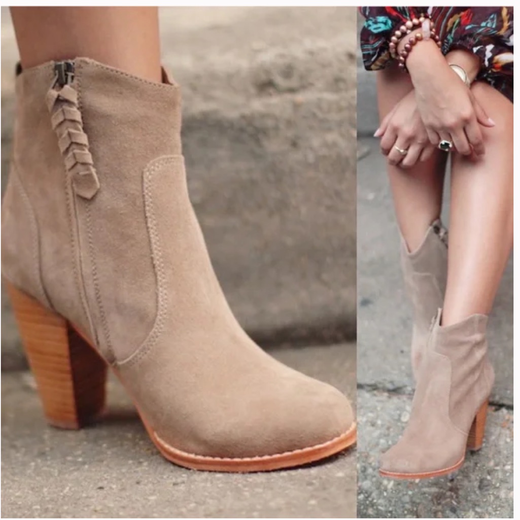 Joie Dalton Suede Heeled Booties In Tan